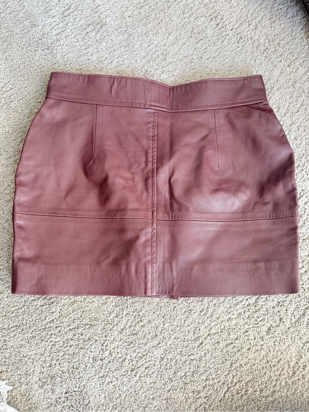 Womens custom Leather Mini Skirt in Burgundy